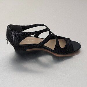 Via Spiga Woman's Black Leather Snake Wedge with zipper in the back - Size 9
